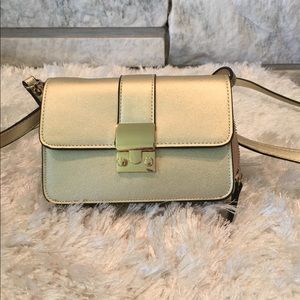 Sondra Roberts Squared Gold Crossbody Bag
